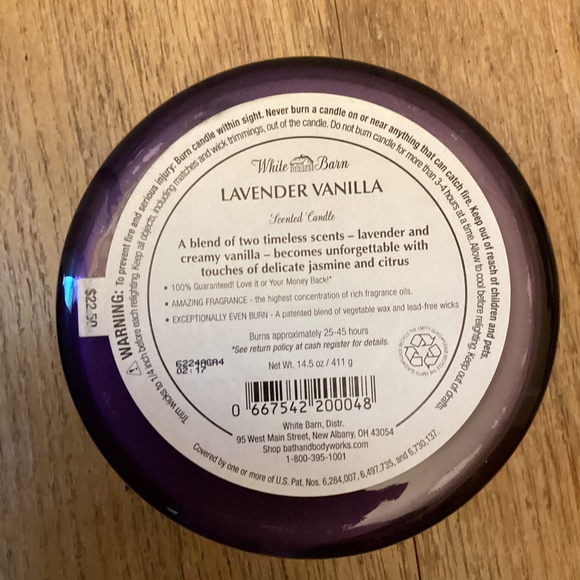 14.5oz  3 wick White Barn  Lavender Vanilla Bath & Body Works Candle - Picture 6 of 6